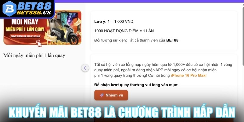 Khuyến mãi Bet88 là chương trình ưu đãi siêu hấp dẫn