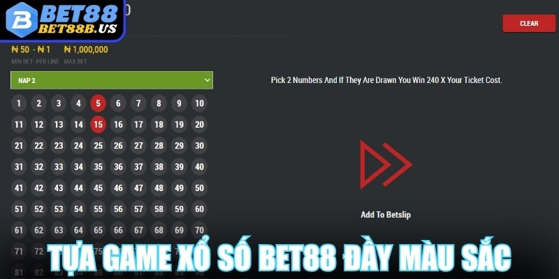 Tựa game xổ số Bet88 đầy màu sắc với chủ đề độc đáo